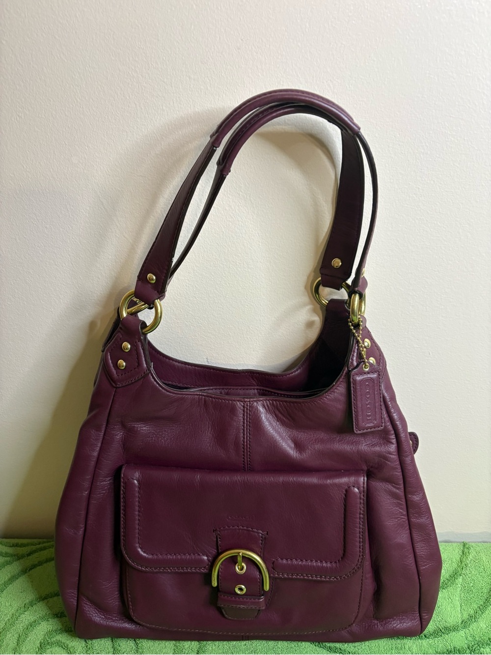 burgundy leather Coach Campbell Hobo bag with gold-tone hardware. Never used.